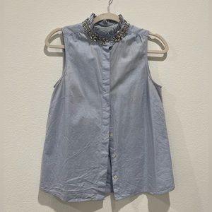 Baby blue embellished top